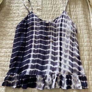 Navy and white tie dye tank